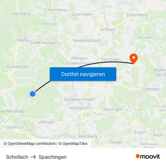 Schollach to Spaichingen map