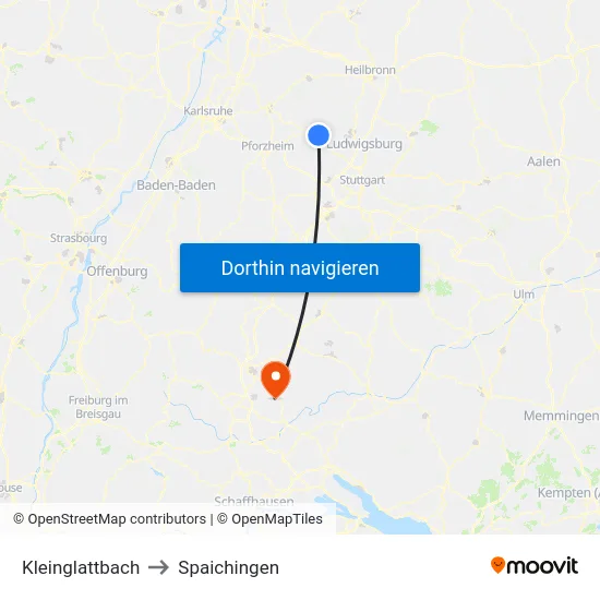 Kleinglattbach to Spaichingen map