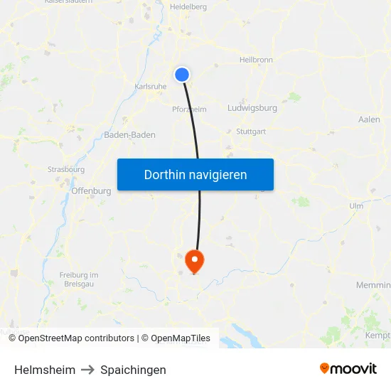 Helmsheim to Spaichingen map