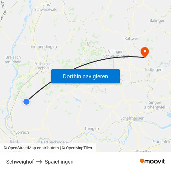 Schweighof to Spaichingen map