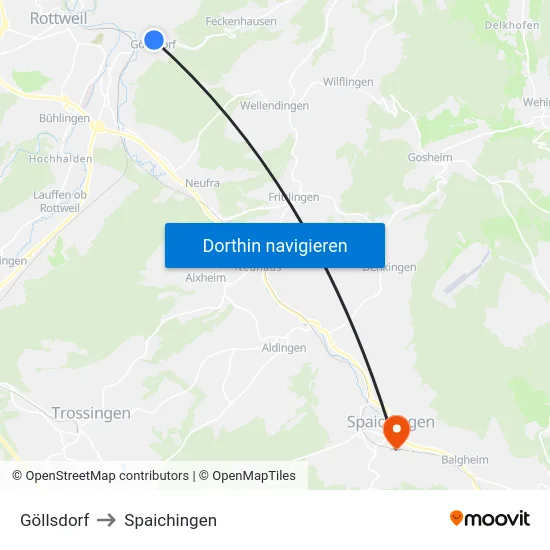 Göllsdorf to Spaichingen map