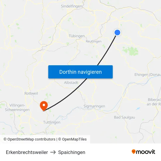 Erkenbrechtsweiler to Spaichingen map