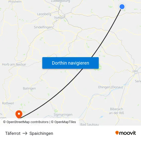 Täferrot to Spaichingen map
