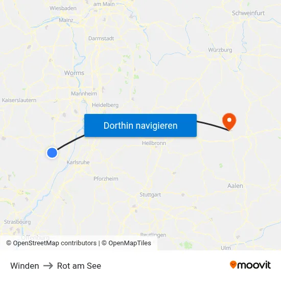 Winden to Rot am See map