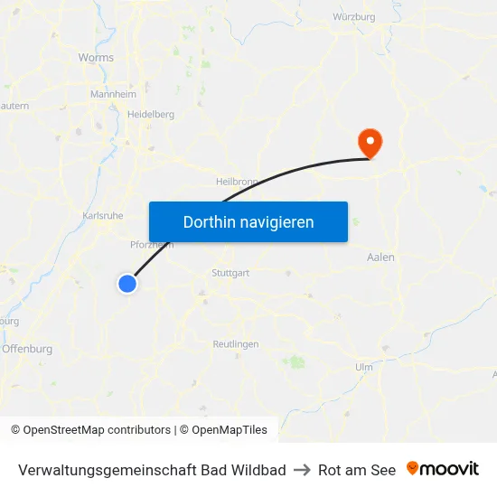 Verwaltungsgemeinschaft Bad Wildbad to Rot am See map