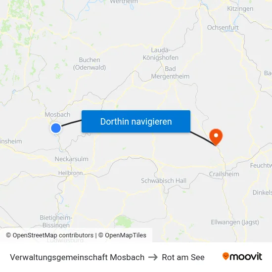 Verwaltungsgemeinschaft Mosbach to Rot am See map