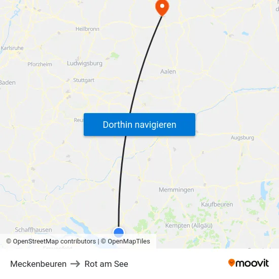 Meckenbeuren to Rot am See map