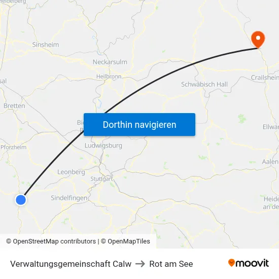 Verwaltungsgemeinschaft Calw to Rot am See map