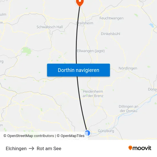 Elchingen to Rot am See map