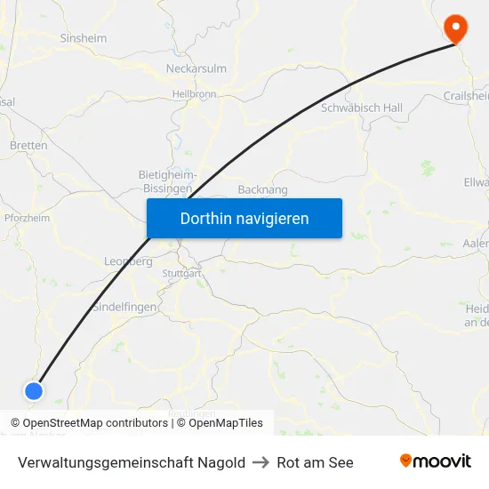 Verwaltungsgemeinschaft Nagold to Rot am See map