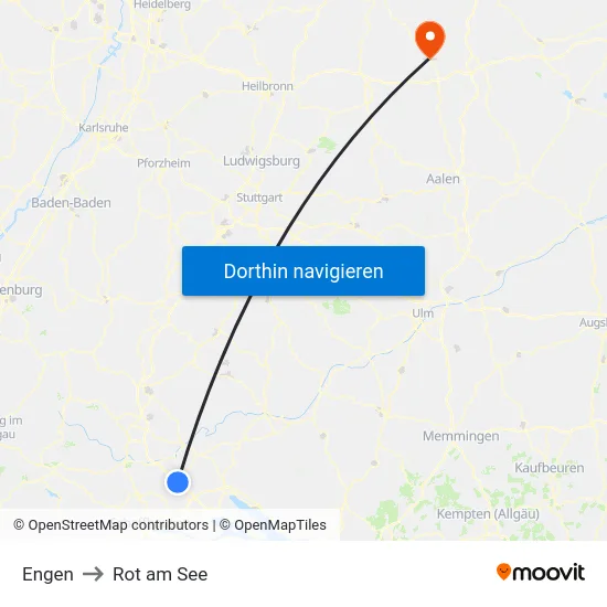 Engen to Rot am See map