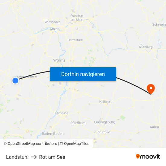 Landstuhl to Rot am See map