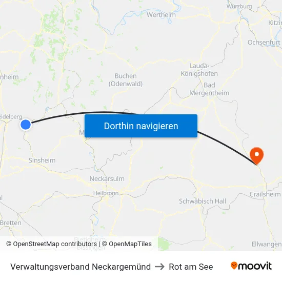 Verwaltungsverband Neckargemünd to Rot am See map