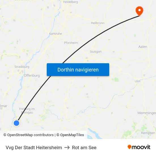 Vvg Der Stadt Heitersheim to Rot am See map