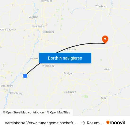 Vereinbarte Verwaltungsgemeinschaft Sinzheim to Rot am See map