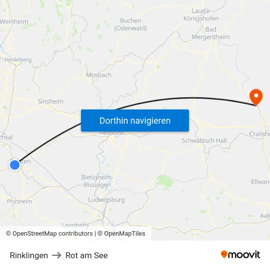 Rinklingen to Rot am See map