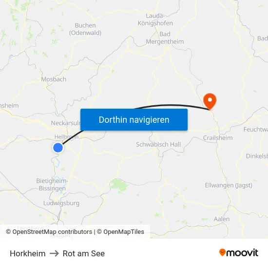 Horkheim to Rot am See map