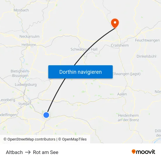 Altbach to Rot am See map