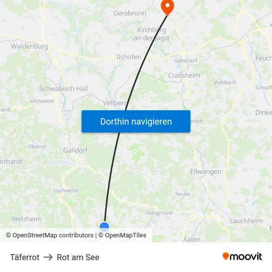 Täferrot to Rot am See map