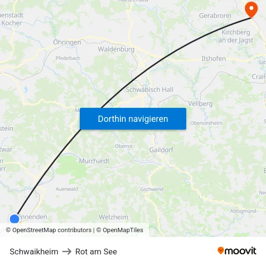 Schwaikheim to Rot am See map