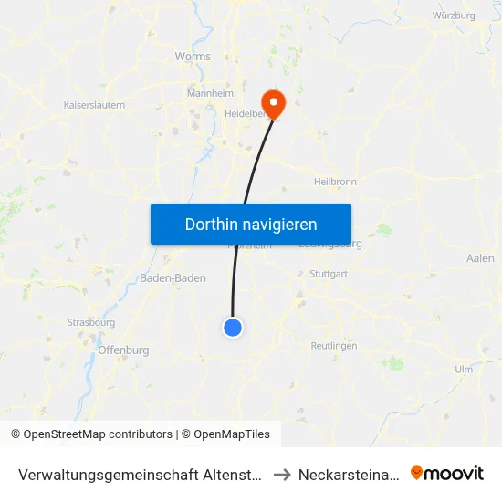 Verwaltungsgemeinschaft Altensteig to Neckarsteinach map
