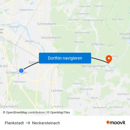 Plankstadt to Neckarsteinach map