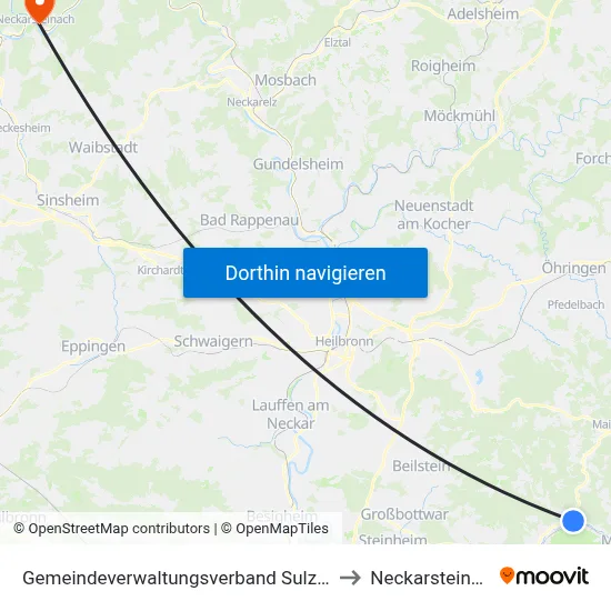 Gemeindeverwaltungsverband Sulzbach to Neckarsteinach map