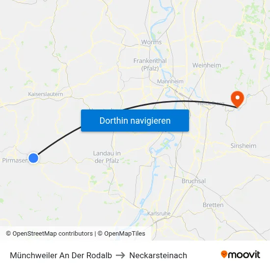 Münchweiler An Der Rodalb to Neckarsteinach map