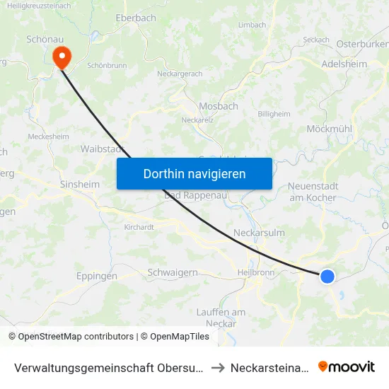 Verwaltungsgemeinschaft Obersulm to Neckarsteinach map