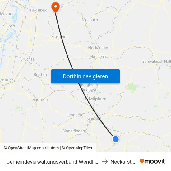 Gemeindeverwaltungsverband Wendlingen am Neckar to Neckarsteinach map