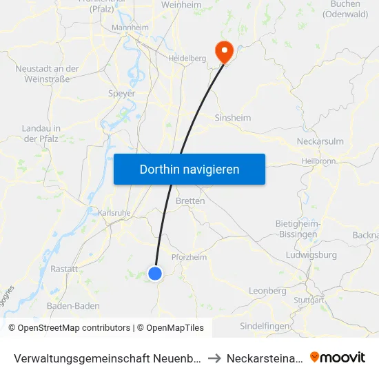 Verwaltungsgemeinschaft Neuenbürg to Neckarsteinach map