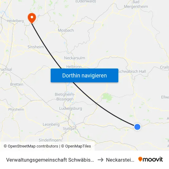 Verwaltungsgemeinschaft Schwäbisch Gmünd to Neckarsteinach map