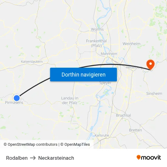 Rodalben to Neckarsteinach map