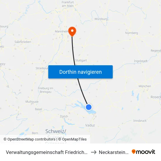 Verwaltungsgemeinschaft Friedrichshafen to Neckarsteinach map