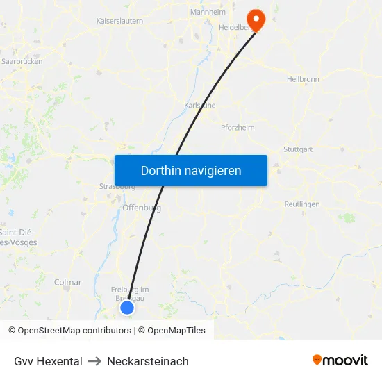Gvv Hexental to Neckarsteinach map