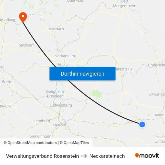 Verwaltungsverband Rosenstein to Neckarsteinach map