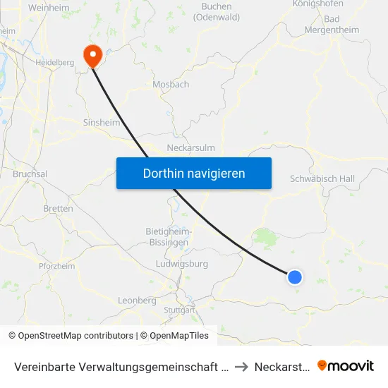 Vereinbarte Verwaltungsgemeinschaft Der Stadt Welzheim to Neckarsteinach map