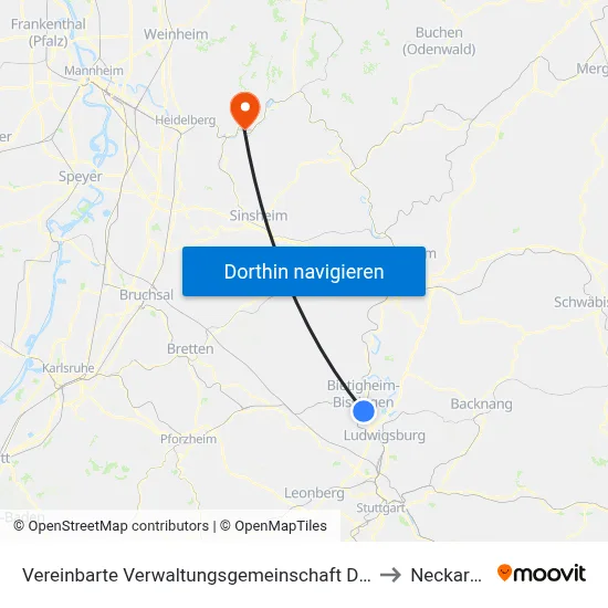 Vereinbarte Verwaltungsgemeinschaft Der Stadt Bietigheim-Bissingen to Neckarsteinach map