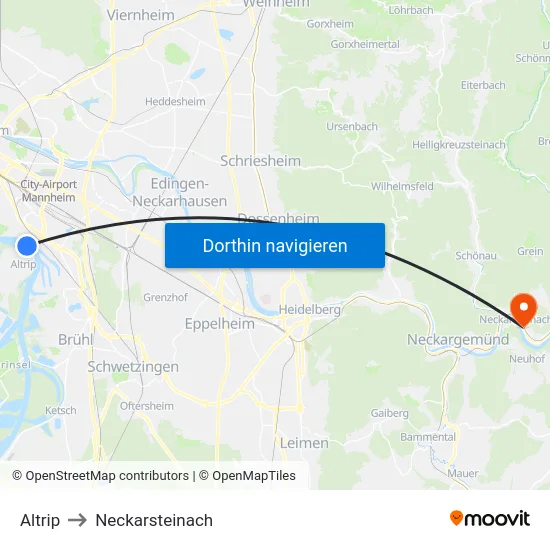 Altrip to Neckarsteinach map