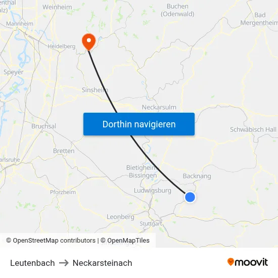Leutenbach to Neckarsteinach map