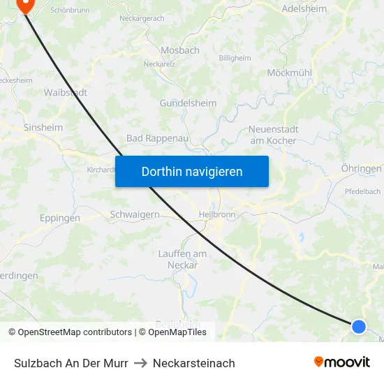 Sulzbach An Der Murr to Neckarsteinach map