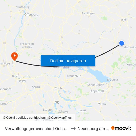 Verwaltungsgemeinschaft Ochsenhausen to Neuenburg am Rhein map