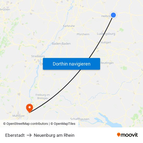 Eberstadt to Neuenburg am Rhein map
