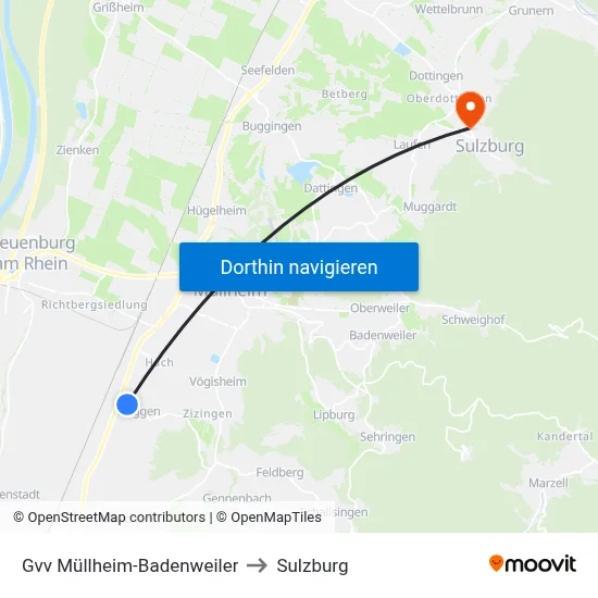 Gvv Müllheim-Badenweiler to Sulzburg map