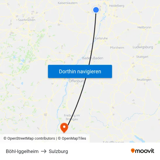 Böhl-Iggelheim to Sulzburg map