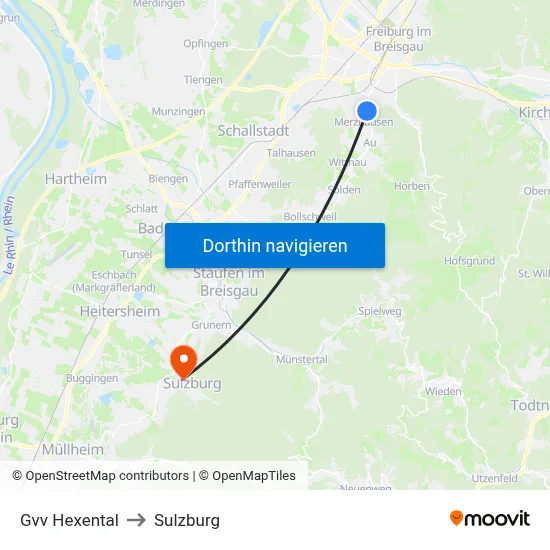 Gvv Hexental to Sulzburg map