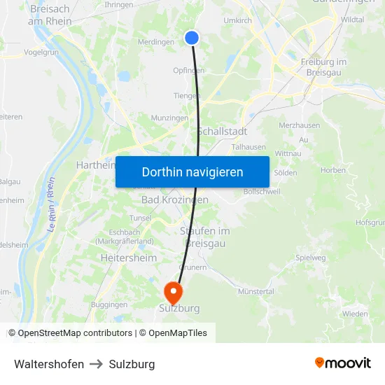 Waltershofen to Sulzburg map