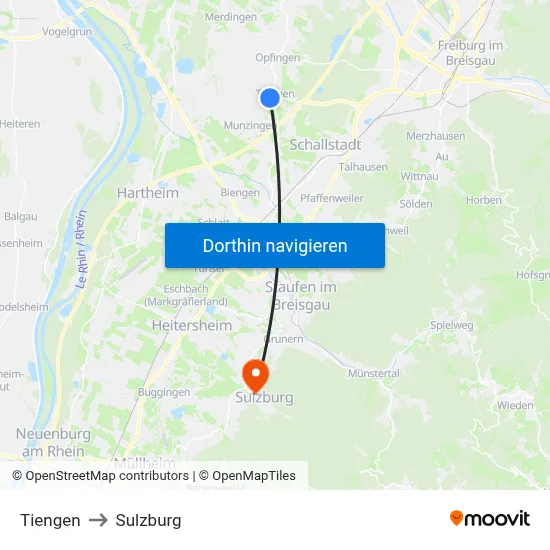 Tiengen to Sulzburg map