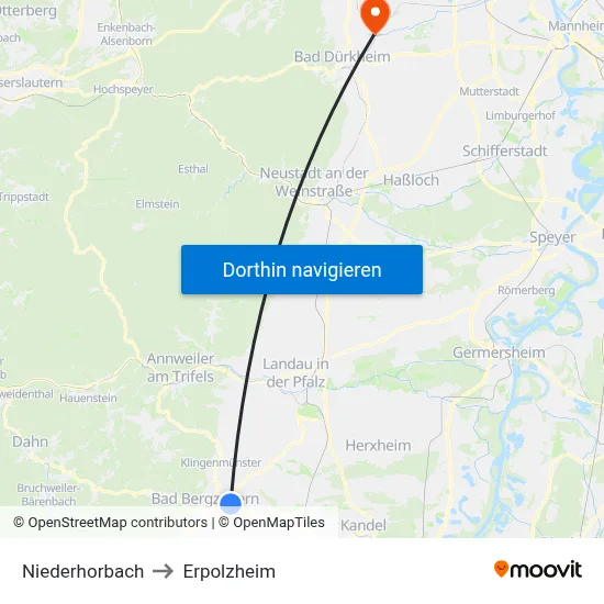 Niederhorbach to Erpolzheim map