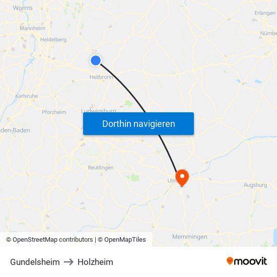 Gundelsheim to Holzheim map